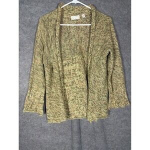 Kimchi & Blue Marled Knit Open Front Cardigan Sweater Green Pink Rabbit Hair M